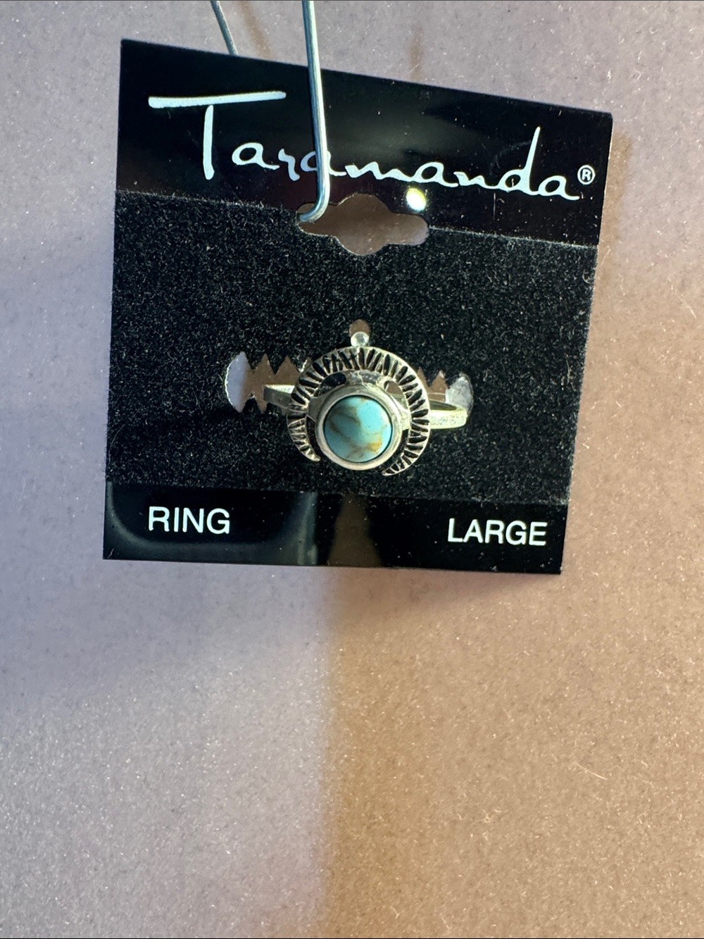 Taramanda Turquoise Silver-Tone Ring - Blue Stone SZ7
